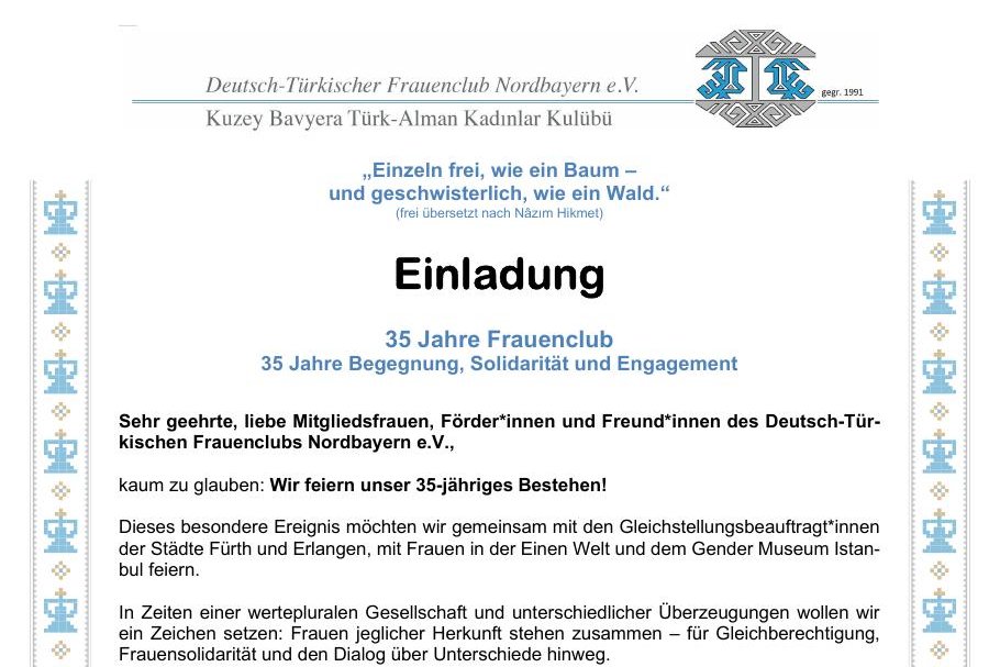 Einladung: 35 Jahre Frauenclub – Jubiläumsfeier am 29.11.2026